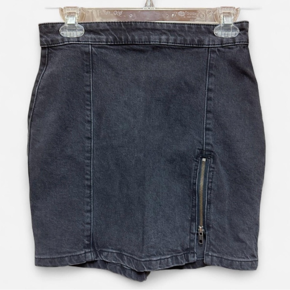We The Free Charcoal Mini Skirt with Zipper Slit